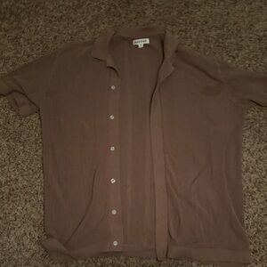 Brown Short Sleeve Button-Up Shirt PACSUN OVERSIZED